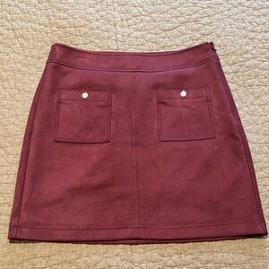LOFT Burgundy Faux Suede Mini Skirt